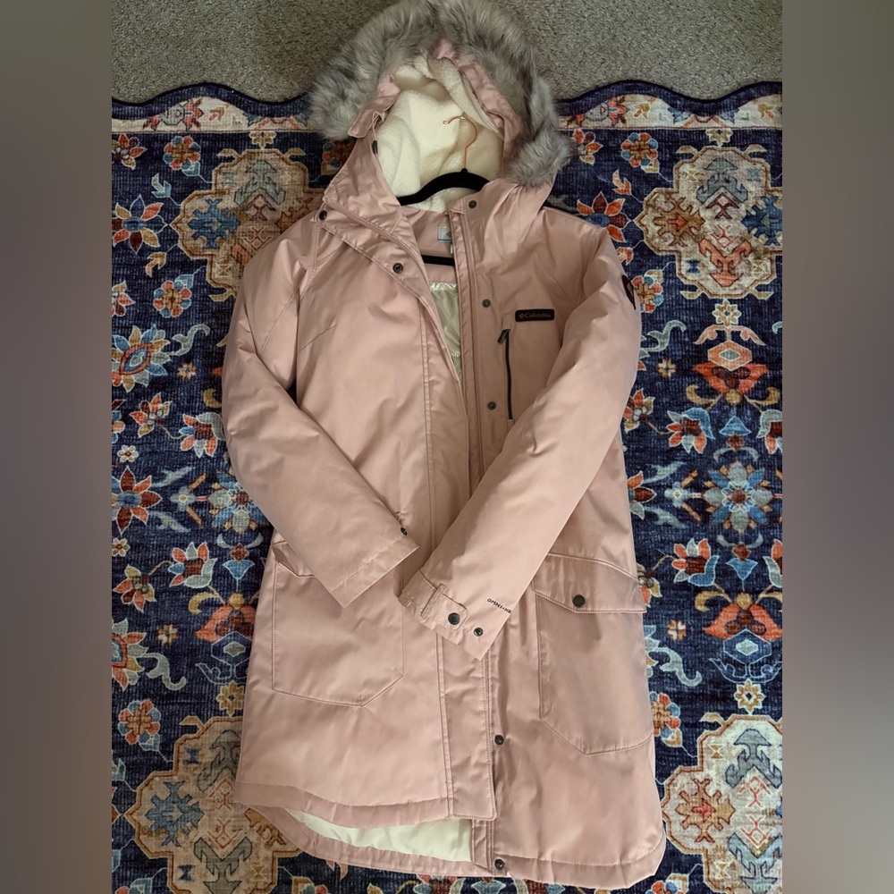Columbia OmniHeat Lined Pink Hooded Coat